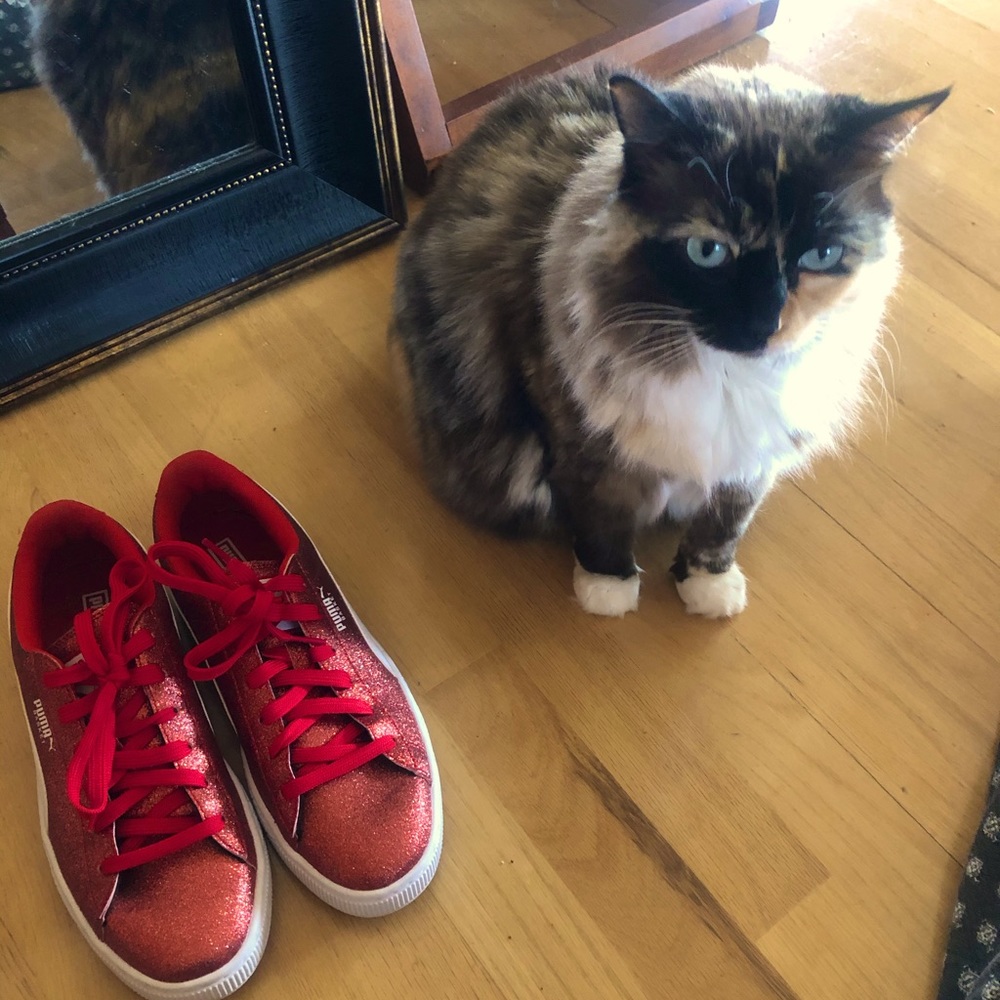 PUMA Red glitter runners sneakers tennis shoes